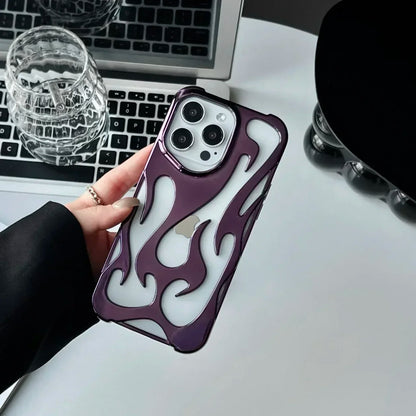 Fashion Matte 3D Hollowed Flame Phone Case For iphone 17 Air 16 Pro Max 15 Plus 14 13 12 11 Electroplated Soft Back Cover capa