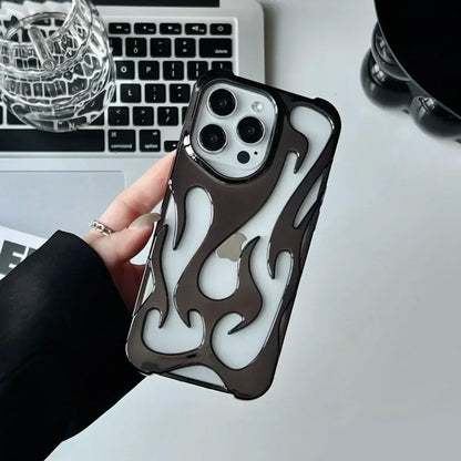 Fashion Matte 3D Hollowed Flame Phone Case For iphone 17 Air 16 Pro Max 15 Plus 14 13 12 11 Electroplated Soft Back Cover capa
