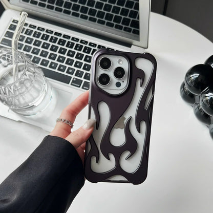 Fashion Matte 3D Hollowed Flame Phone Case For iphone 17 Air 16 Pro Max 15 Plus 14 13 12 11 Electroplated Soft Back Cover capa