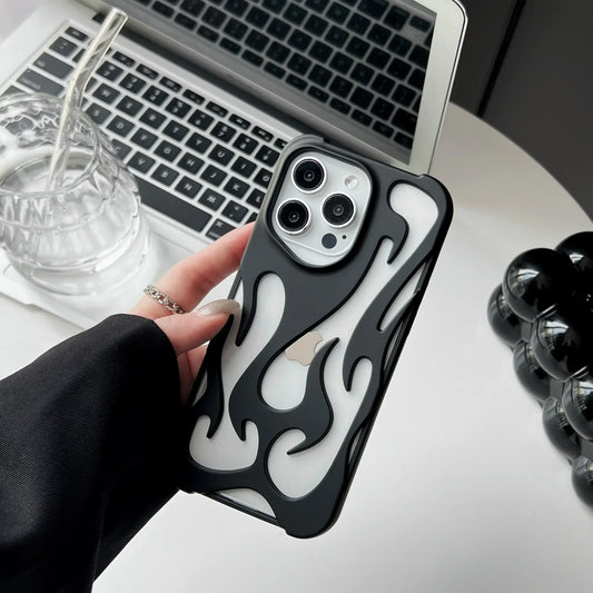 Fashion Matte 3D Hollowed Flame Phone Case For iphone 17 Air 16 Pro Max 15 Plus 14 13 12 11 Electroplated Soft Back Cover capa